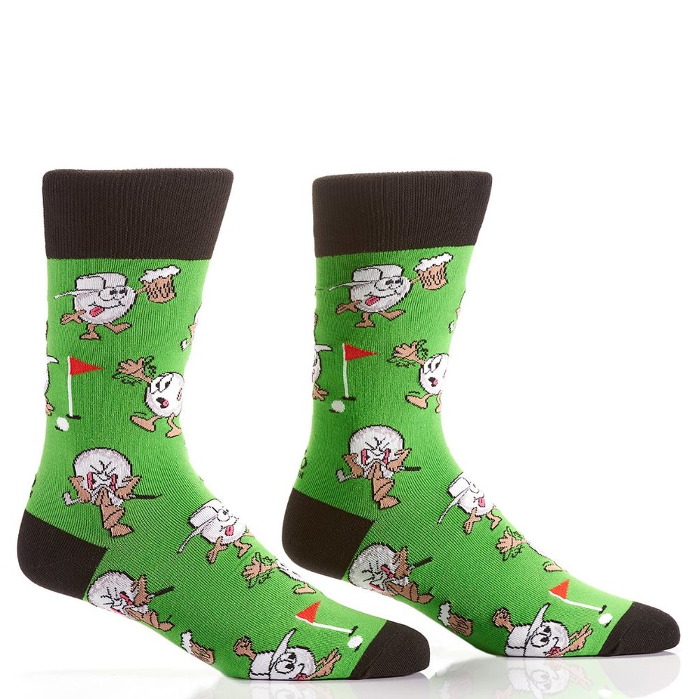 Silly Socks Golf Balls & Beer-Mens Crew Socks